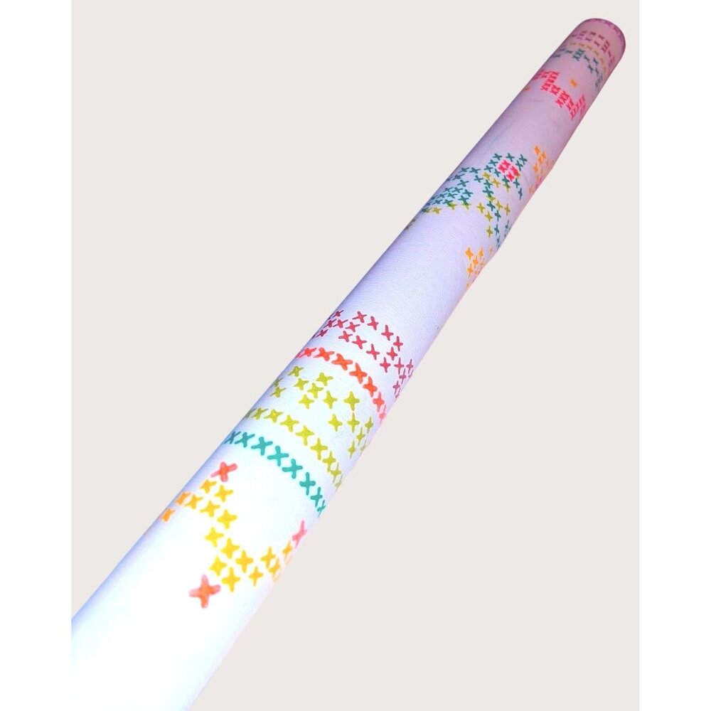 Decorative Cross Stitch Pattern Wallpaper Kitschy Bright Colors
